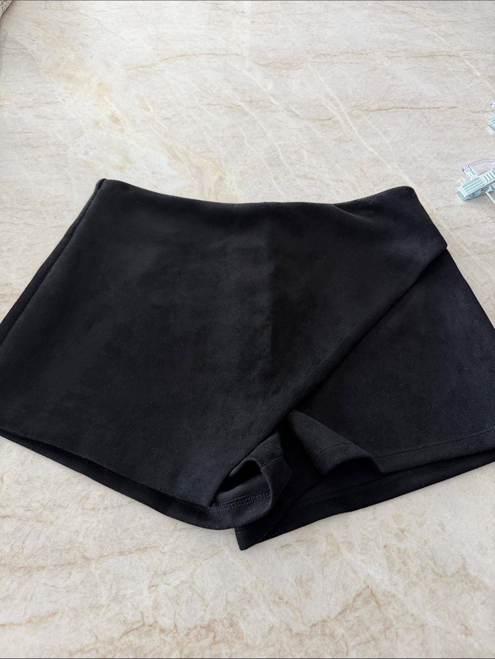 Everyday Black Skort Shorts — Sleek Wrap-Front Design